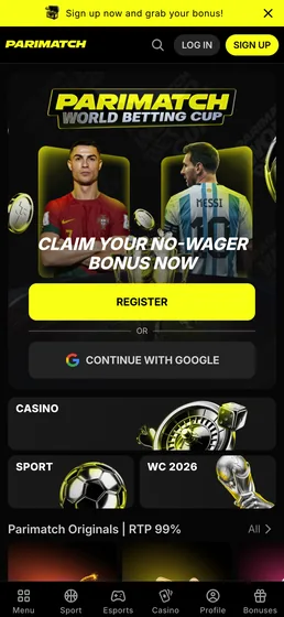 Pantalla de una app de apuestas en un móvil
